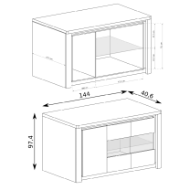 LIVINIO | komoda L-3 | 144 cm | V CENĚ LED LIŠTA | ribbeck/bílá lesk