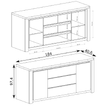 Livinio - komoda L8 - ribbeck/bílá lesk - LED lišta v ceně