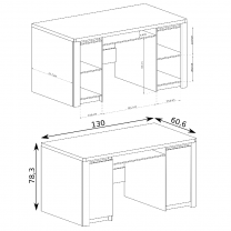 Livinio - psací stůl L14 - ribbeck/bílá lesk