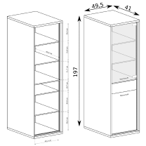 Mediolan - vitrína M4 - natural hikora + dekorační deska