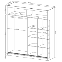 Skříň MAJA I | 200 cm | bílá/sonoma čokoláda | POSLEDNÍ KUS