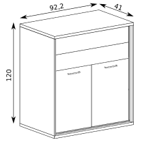 Mediolan - komoda M6 + KOVOVÉ NOŽIČKY - natural hikora + dekorační deska