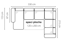 Sedací souprava BARELLO | 153x330x215 | rozkládací + úložný prostor | VÝBĚR TKANIN