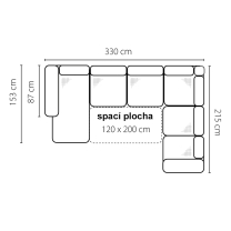 Sedací souprava BARELLO | 215x330x153 | rozkládací + úložný prostor | VÝBĚR TKANIN