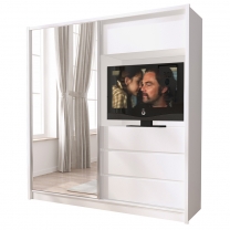 Šatní skříň TV 200 | se zrcadlem | bílá | POSLEDNÍ KUS