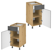 LANGEN šp | dolní skříňka D40S1 PUSH OPEN se zásuvkou a policí | 40 cm | UNI provedení | SOKL v CENĚ | artisan/šedá