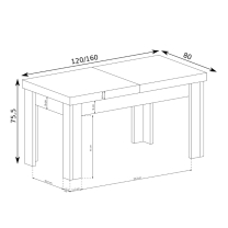Jídelní stůl JARS MALÝ | rozkládací 120 až 160 | artisan