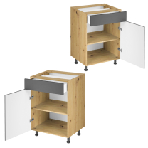 LANGEN šp | dolní skříňka D60S1 PUSH OPEN se zásuvkou a policí | 60 cm | UNI provedení | SOKL v CENĚ | artisan/šedá