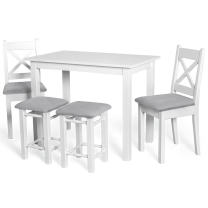 Jídelní set | bílá | loca 31 | stůl Max VI + 2x židle K-X + 2x taburet P