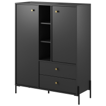 NOTTE | komoda 2D2S | 100,7 cm | antracit + zlaté úchyty | GLAMOUR STYL