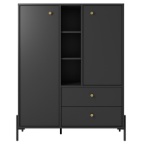 NOTTE | komoda 2D2S | 100,7 cm | antracit + zlaté úchyty | GLAMOUR STYL