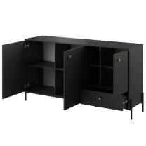 NOTTE | komoda 3DS | 156,5 cm | antracit + zlaté úchyty | GLAMOUR STYL