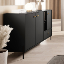 NOTTE | komoda 3DS | 156,5 cm | antracit + zlaté úchyty | GLAMOUR STYL