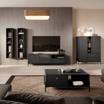 NOTTE | konferenční stolek | 96,9x60 cm | antracit + zlaté úchyty | GLAMOUR STYL