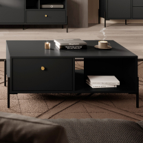 NOTTE | konferenční stolek | 96,9x60 cm | antracit + zlaté úchyty | GLAMOUR STYL