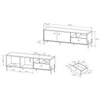 NOTTE | TV stolek | 156,5 cm | antracit + zlaté úchyty | GLAMOUR STYL