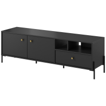 NOTTE | TV stolek | 156,5 cm | antracit + zlaté úchyty | GLAMOUR STYL
