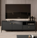 NOTTE | TV stolek | 156,5 cm | antracit + zlaté úchyty | GLAMOUR STYL