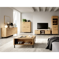 SANTI | komoda 4D | 113 cm | dub kraft zlatý | OBLÉ HRANY | BEZÚCHYTOVÝ SYSTÉM