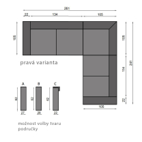 Sedací souprava TROPIC 4 | PRAVÁ | VÝBĚR TKANIN