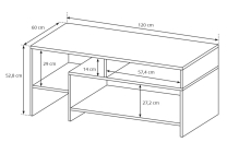 ALVA | konferenční stolek | 120x60 cm | dub kraft zlatý/antracit