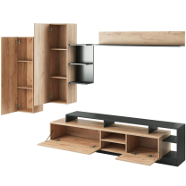 Obývací stěna ALVA | sestava B | dub kraft zlatý/antracit