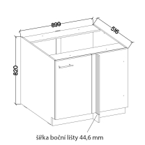 LARA wh | dolní skříňka 105ND 1F rohová | 105x60 cm | UNI dvířka | bílá lesk