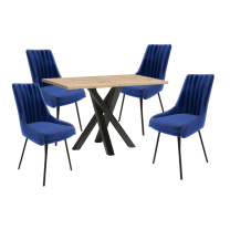 Jídelní set CALI | 4x židle + rozkládací stůl 120-160 cm | VÝBĚR TKANIN