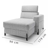 ULISES | díl sedačky OBKR | 90x179 cm | delší otoman s úložným prostorem | VÝBĚR TKANIN a NOŽIČEK