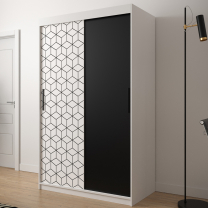 Šatní skříň Plaster | 120 cm | bílá/černá