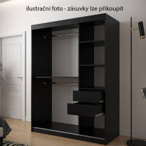 Šatní skříň Plaster | 150 cm | černá/artisan