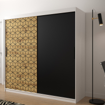 Šatní skříň Plaster | 200 cm | bílá/artisan/černá
