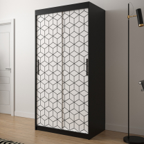 Šatní skříň Plaster 1 | 100 cm | černá/bílá