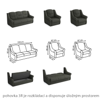 Sedací sestava ALANA BIS 3+1+1 | antracit | ČALOUNĚNÁ ZÁDA | SKLADEM 1x