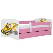 Babydreams | jednolůžko 180x80cm | růžová/bílá | bagr