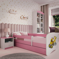 Babydreams | jednolůžko 180x80cm | růžová/bílá | bagr