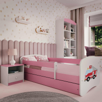 Babydreams | jednolůžko 180x80cm | růžová/bílá | hasičské auto
