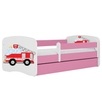 Babydreams | jednolůžko 180x80cm | růžová/bílá | hasičské auto