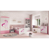 Babydreams | jednolůžko 180x80 cm | růžová/bílá | jednorožec