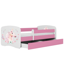 Babydreams | jednolůžko 180x80 cm | růžová/bílá | kůň