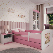 Babydreams | jednolůžko 180x80 cm | růžová/bílá | medvídek s kytičkami