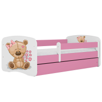 Babydreams | jednolůžko 180x80 cm | růžová/bílá | medvídek s kytičkami