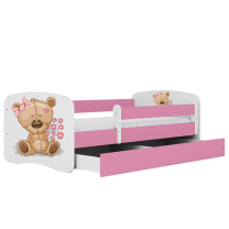 Babydreams | jednolůžko 180x80 cm | růžová/bílá | medvídek s kytičkami