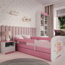 Babydreams | jednolůžko 180x80 cm | růžová/bílá | medvídek s motýlky
