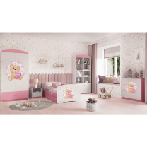 Babydreams | jednolůžko 180x80 cm | růžová/bílá | medvídek s motýlky