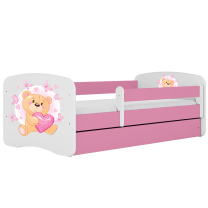 Babydreams | jednolůžko 180x80 cm | růžová/bílá | medvídek s motýlky