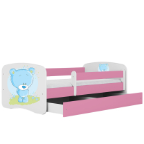 Babydreams | jednolůžko 180x80 cm | růžová/bílá | medvídek
