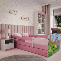 Babydreams | jednolůžko 180x80 cm | růžová/bílá | safari