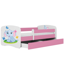 Babydreams | jednolůžko 180x80 cm | růžová/bílá | slon