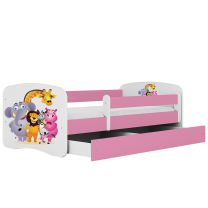 Babydreams | jednolůžko 180x80 cm | růžová/bílá | zoo